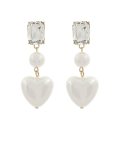 Pearl Heart Dangle Earring