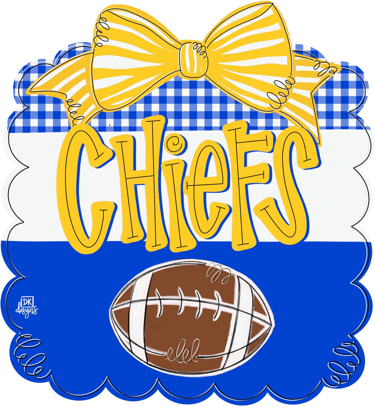 Chiefs Blue Door Sign with Yellow Bow (PRE-ORDER)