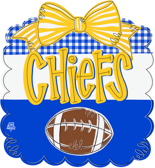 Chiefs Blue Door Sign with Yellow Bow (PRE-ORDER)