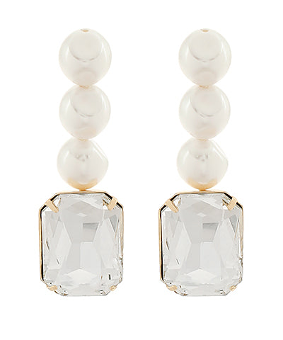 Triple Pearl and Stone Earrings