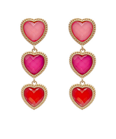 Triple Heart Drop Earrings