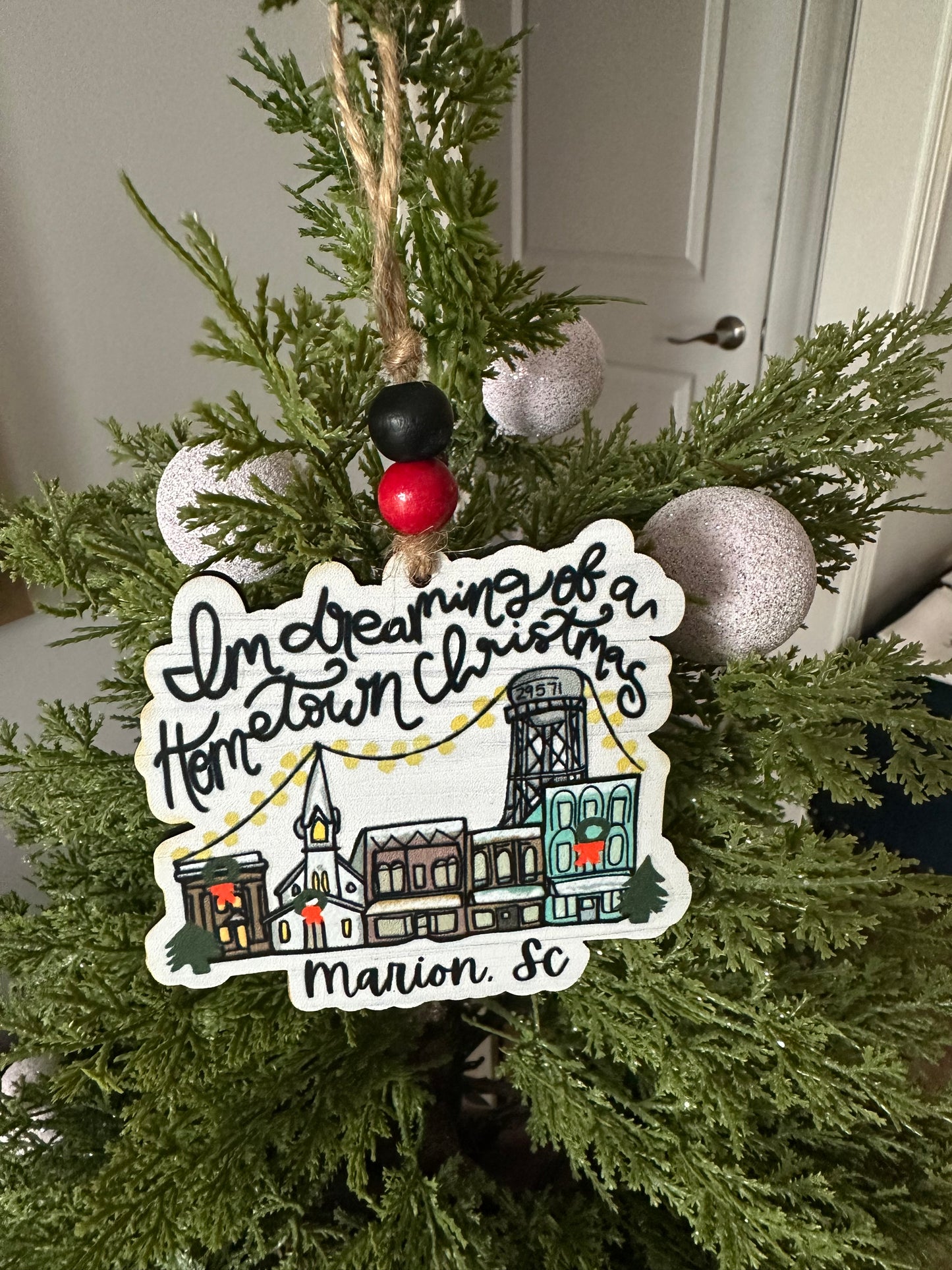 Home Town Christmas Ornament White - Marion