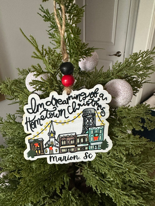 Home Town Christmas Ornament White - Marion