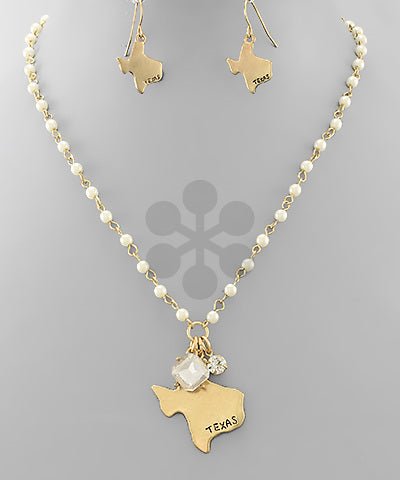 Rustic Texas Pearl Necklace/Earring Set