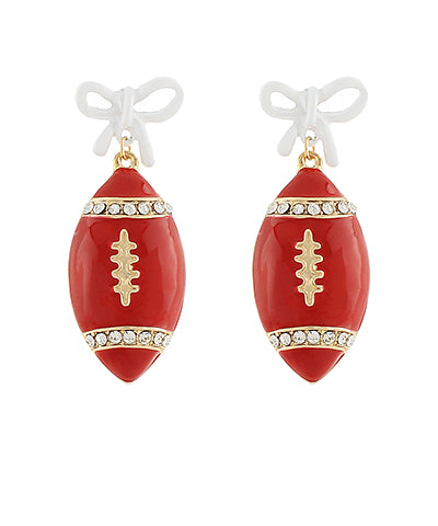 Red/White Bow Football Earring Dangle