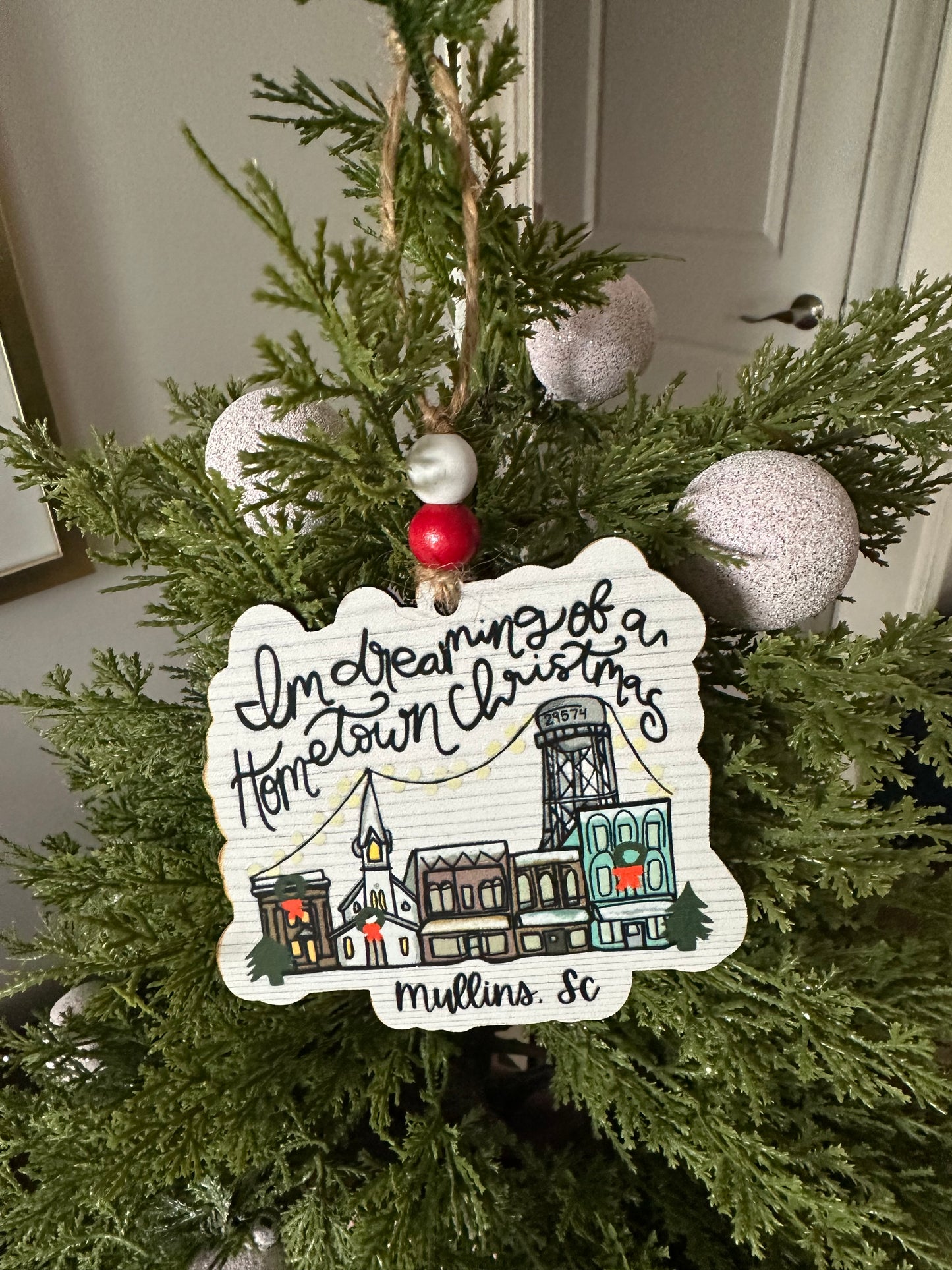 Home Town Christmas Ornament White -Mullins
