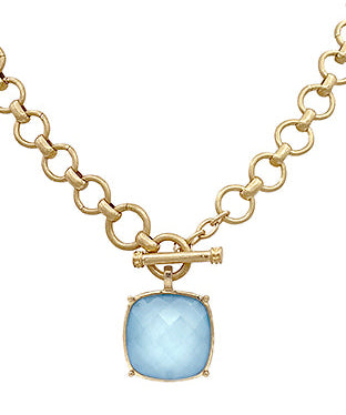 Teal/Aqua/Gold Toggle Necklace