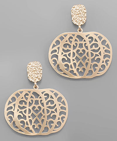 Pumpkin Filigree Gold Earrings