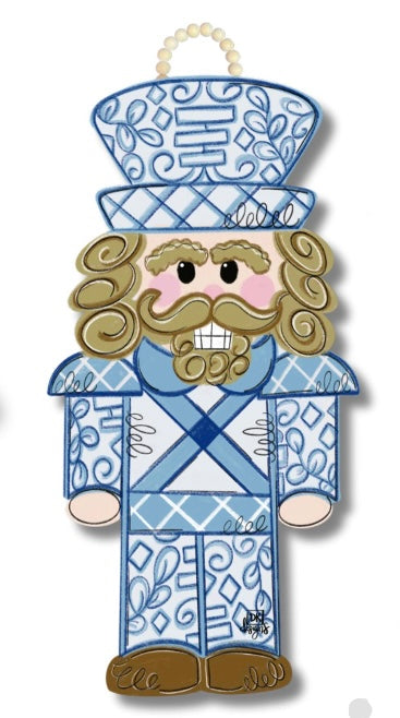 Nutcracker Blue and White Door Hanger