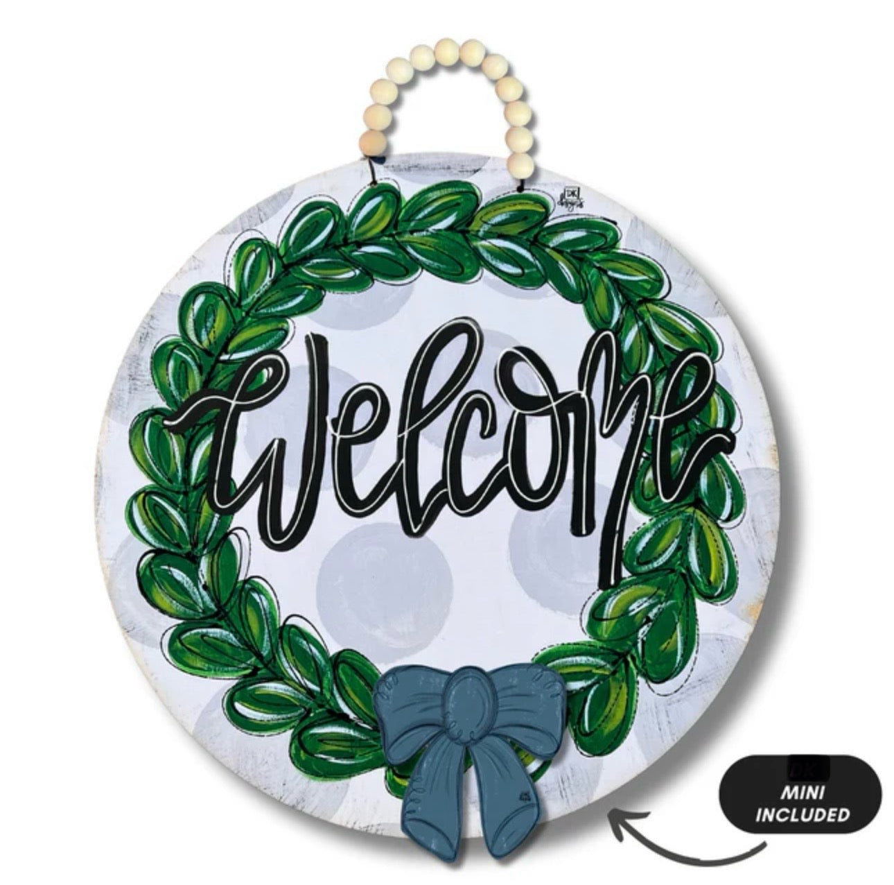 Welcome Gray Round Dot 23in