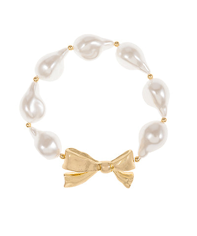 Bow Chunky Vinyage Pearl Bracelet