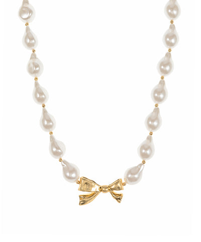 Bow Chunky Vintage Pearl Necklace