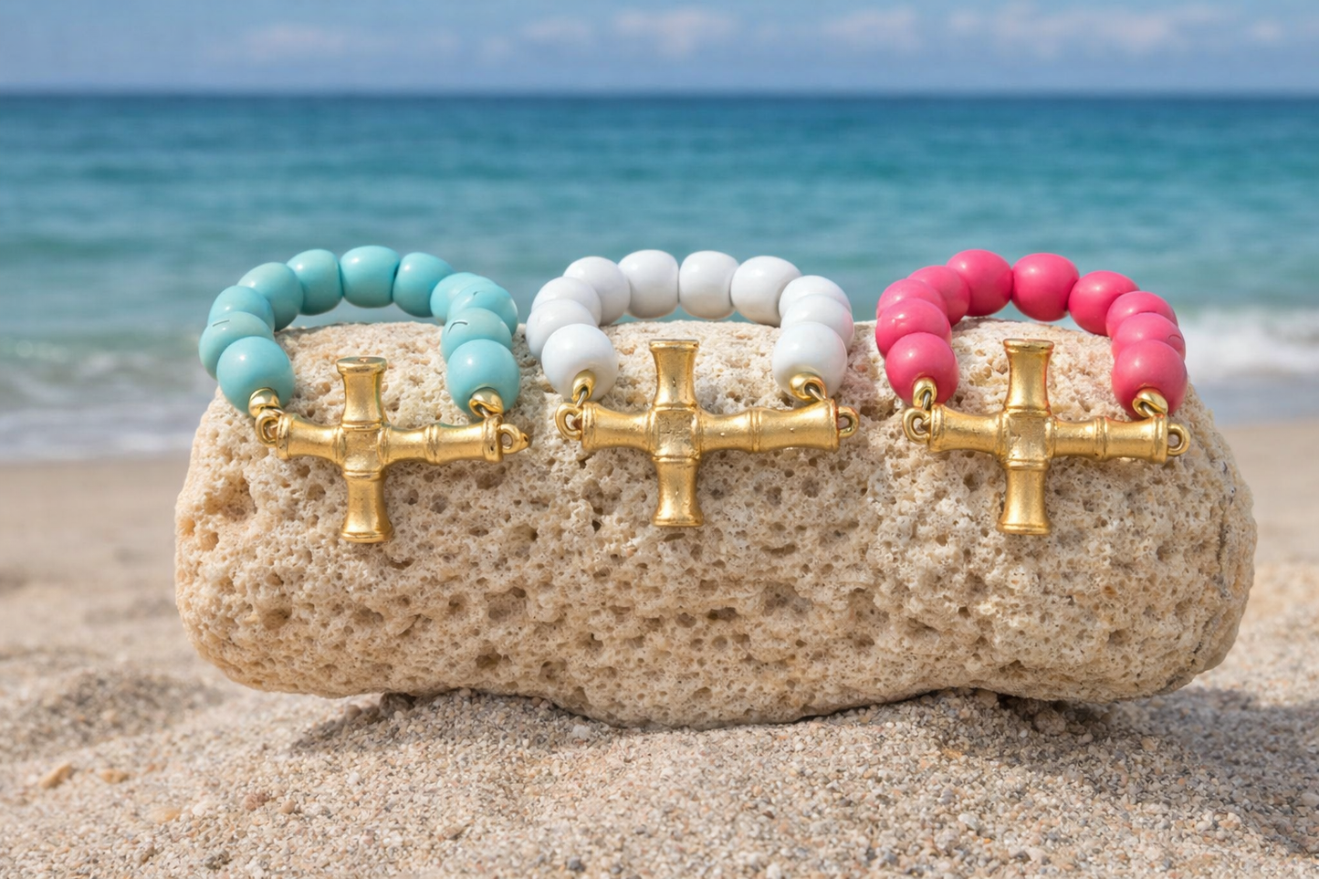 Shoreline Cross Beaded Bracelet