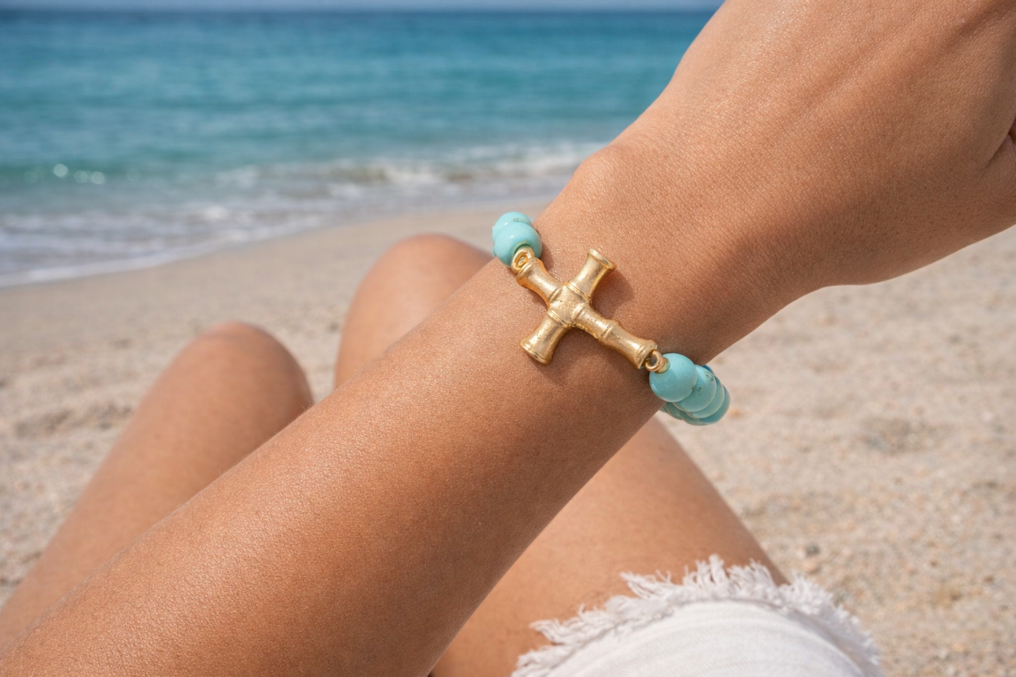 Shoreline Cross Beaded Bracelet