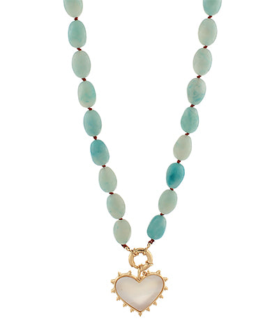 Heart Pendant Grn/LtMint Oval Necklace