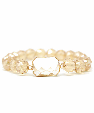 Natural A/B Octagon Accent Glass Beads Bracelet