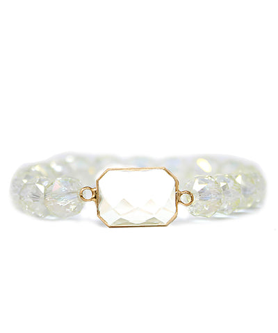 Clear A/B Octagon Accent Glass Beads Bracelet