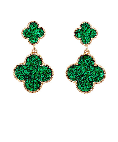 Shamrock Double Sparkle Dangle Earrings