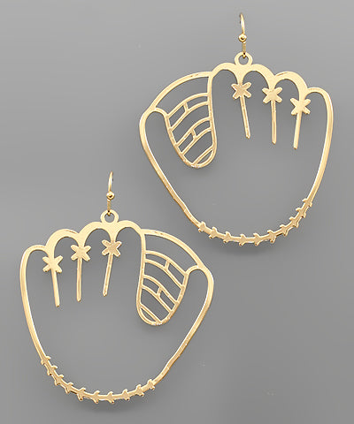 Filigree Baseball Glove Earrings Gold