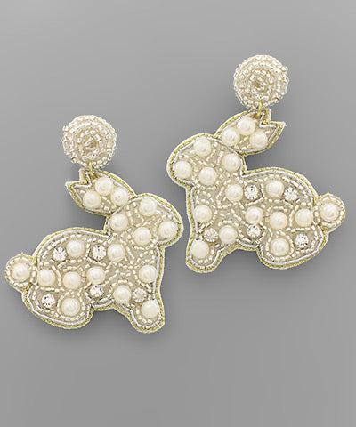 Bunny Pearl Beaded Earrings