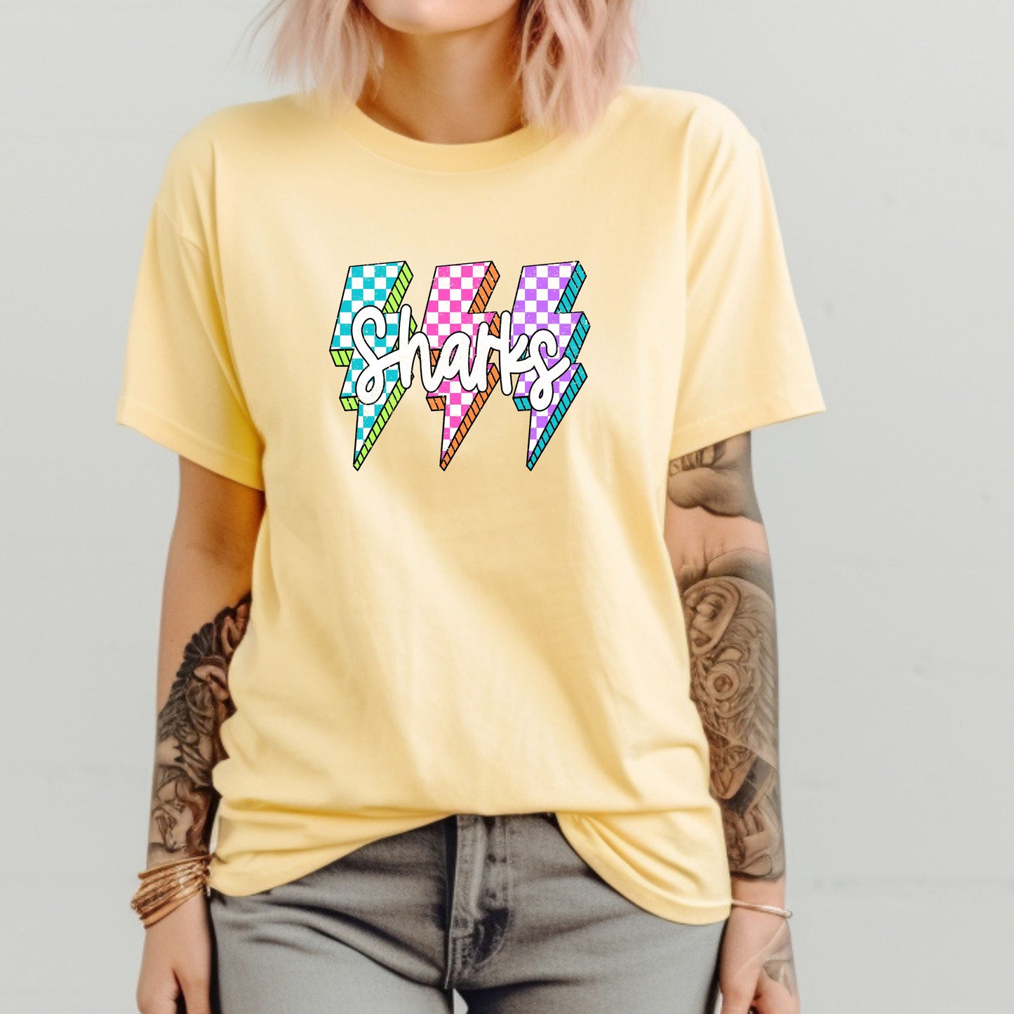 Sharks Retro Lightning Bolts - Comfort Color Short Sleeve