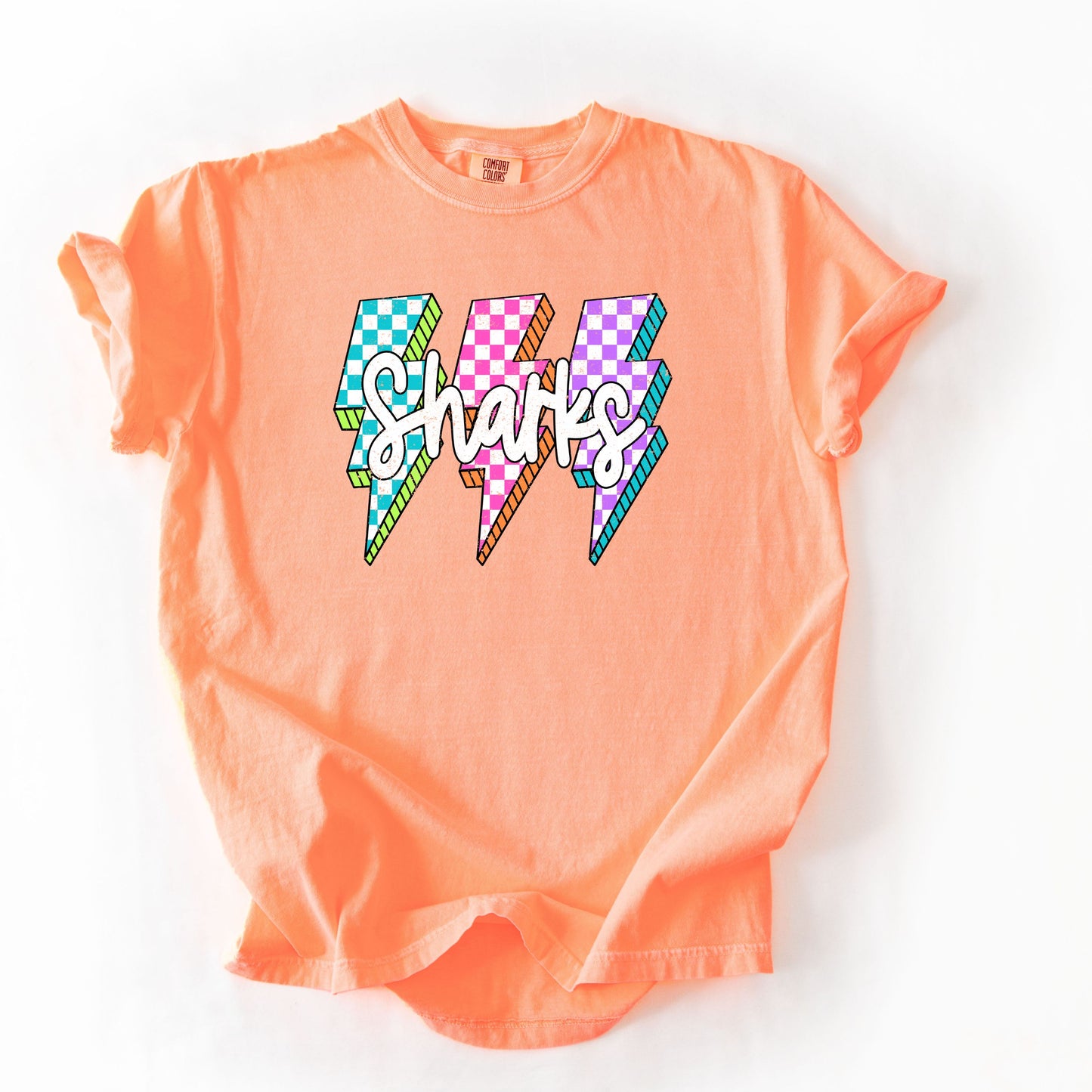 Sharks Retro Lightning Bolts - Comfort Color Short Sleeve