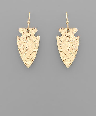 Arrowhead Hammered Gold Earrings