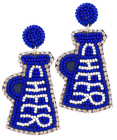 Cheer Megaphone Earrings Blue