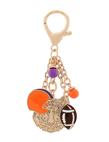 Clemson Orange Bag Charm Football