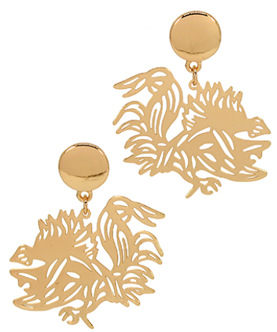 Gold Gamecock Earrings