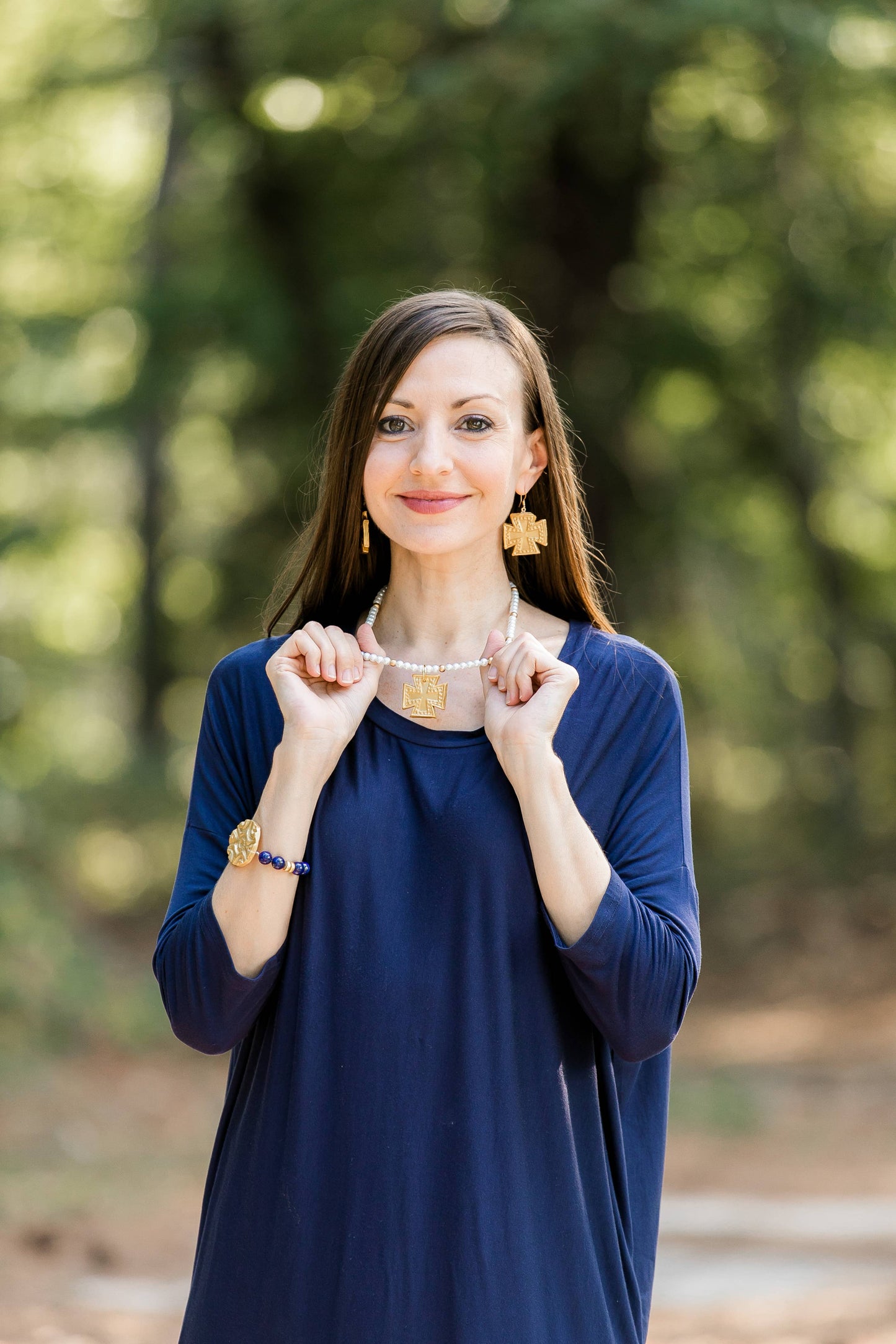 Elizabeth Cross Dangles Earrings