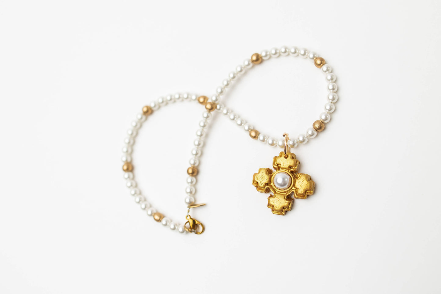 18" Pearls with Small Becky Pearl Cross