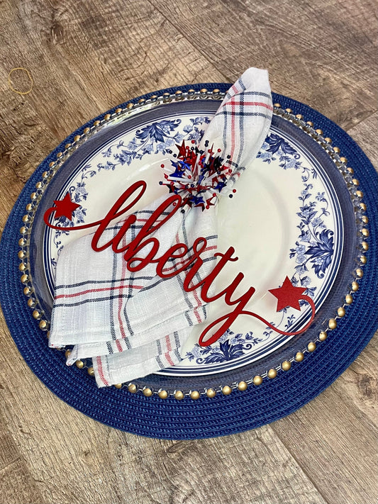 Patriotic Words - Table Word Cards - Dining Room Decor - Red White Blue - Farmhouse Table Set - 4th of July Spark - Stars and Stripes