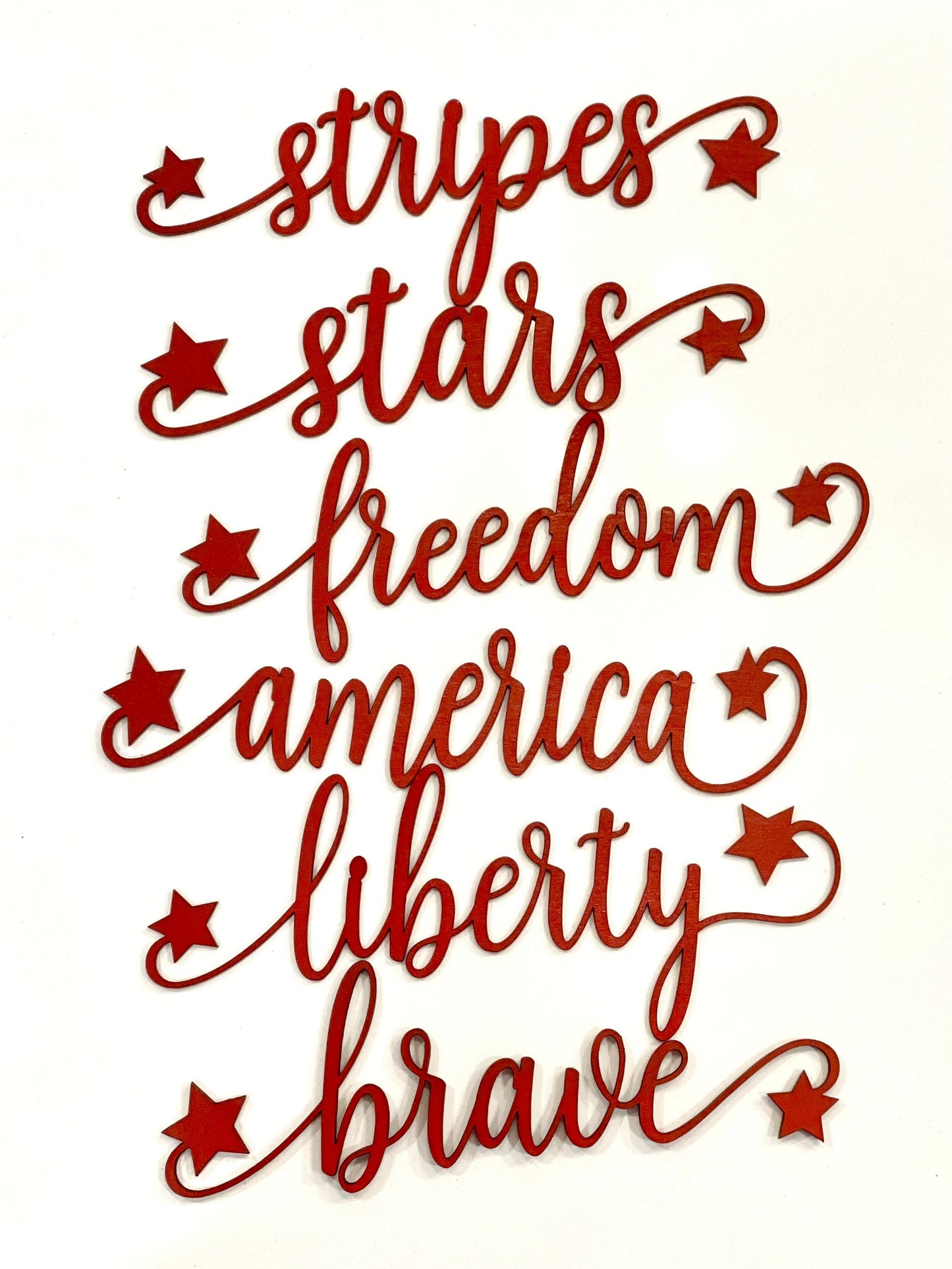 Patriotic Words - Table Word Cards - Dining Room Decor - Red White Blue - Farmhouse Table Set - 4th of July Spark - Stars and Stripes