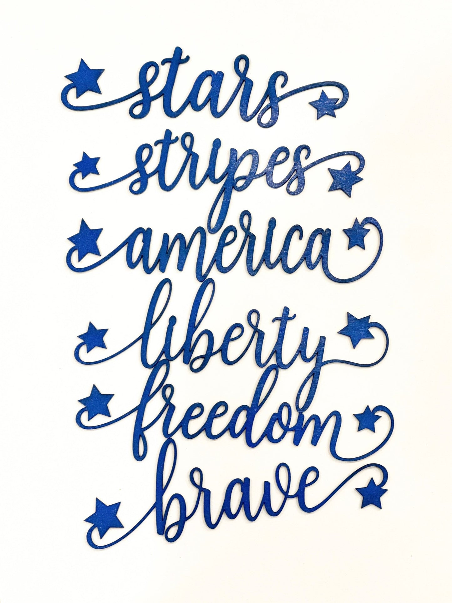 Patriotic Words - Table Word Cards - Dining Room Decor - Red White Blue - Farmhouse Table Set - 4th of July Spark - Stars and Stripes