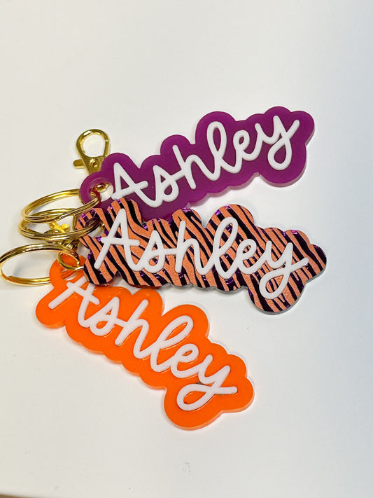 Custom Name Acrylic Keychains - Personalized Bag Tag or Key Ring