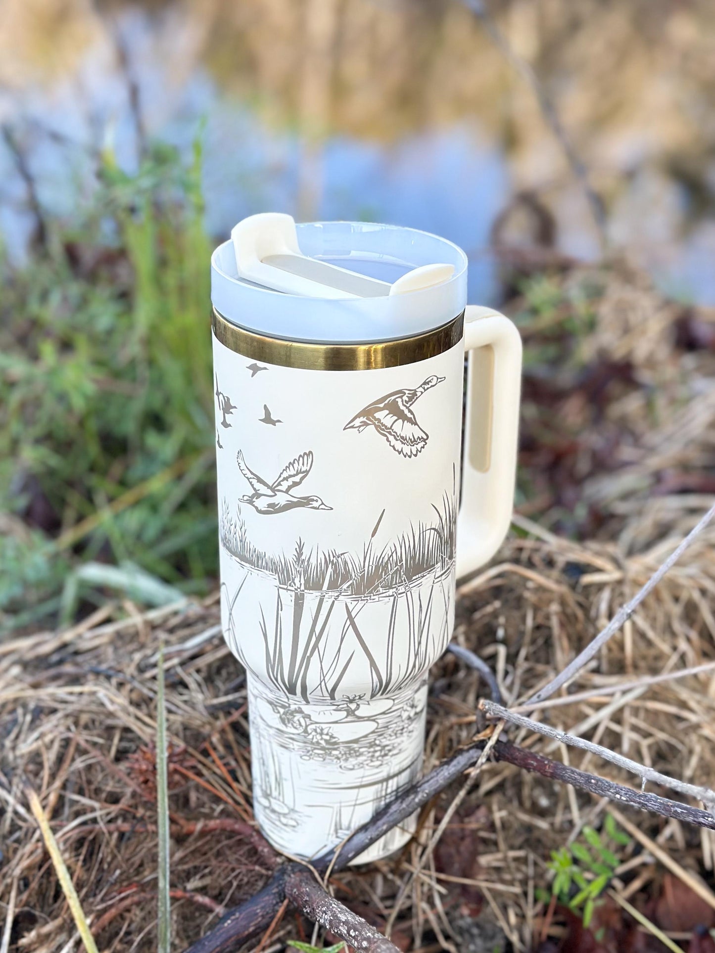 Duck Gift for Him Gift Tumbler for Duck Hunter Boyfriend Christmas Gift for Dad Tumbler Engraved Birthday 40ou Mug with Handle Personalized