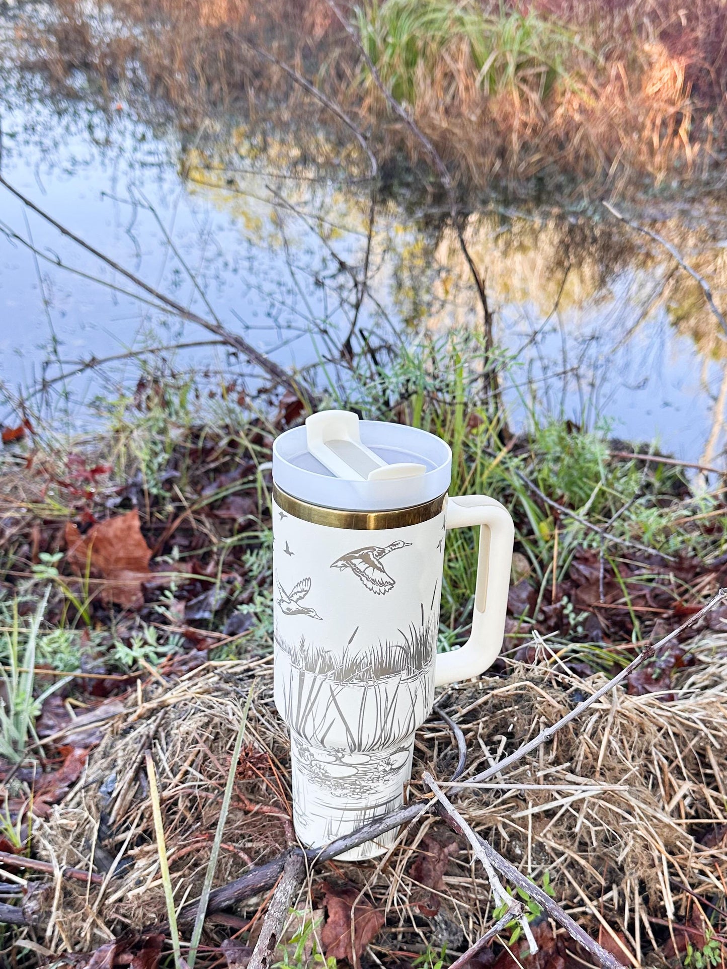 Duck Gift for Him Gift Tumbler for Duck Hunter Boyfriend Christmas Gift for Dad Tumbler Engraved Birthday 40ou Mug with Handle Personalized
