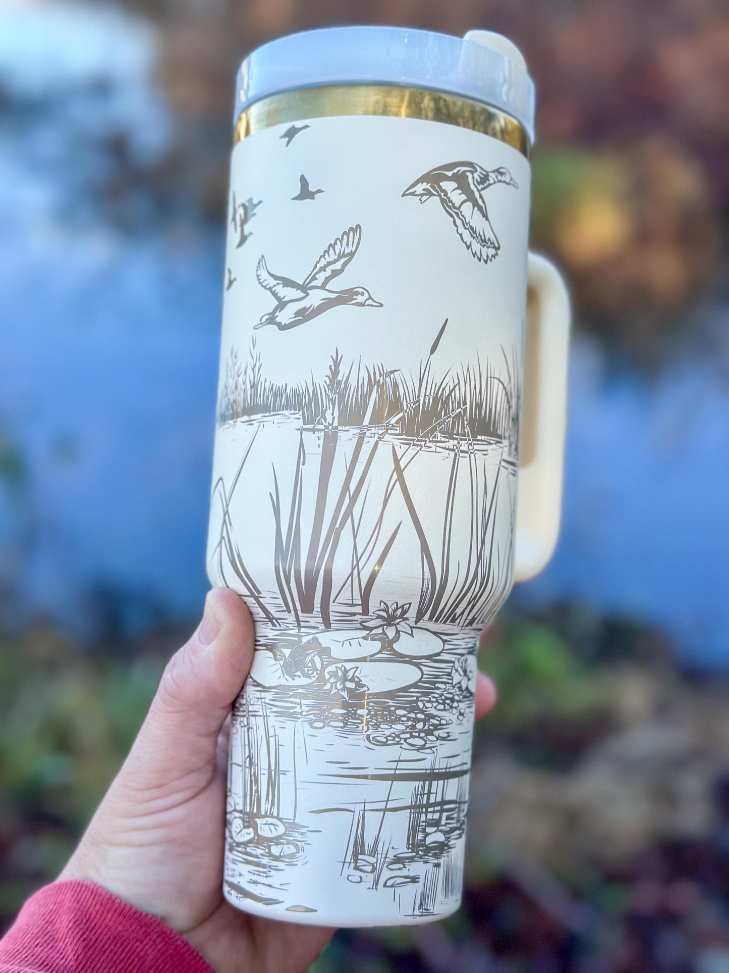 Duck Gift for Him Gift Tumbler for Duck Hunter Boyfriend Christmas Gift for Dad Tumbler Engraved Birthday 40ou Mug with Handle Personalized