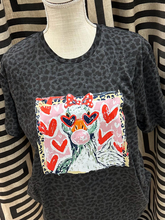 Goose Trendy Tshirt Leopard XOXO Valentines Shirt Heart Silly Goose Gift for Her Love