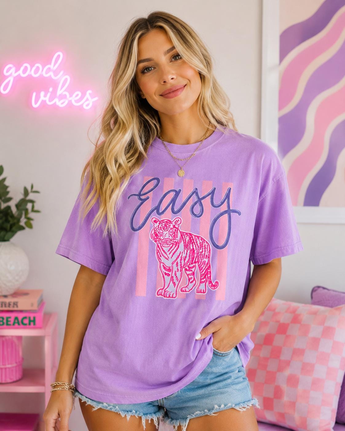 Tiger Shirt Easy Tiger Comfort Colors Shirt Retro Graphic Tee Birthday Gift for Her Graduation Gift Summer Tshirt